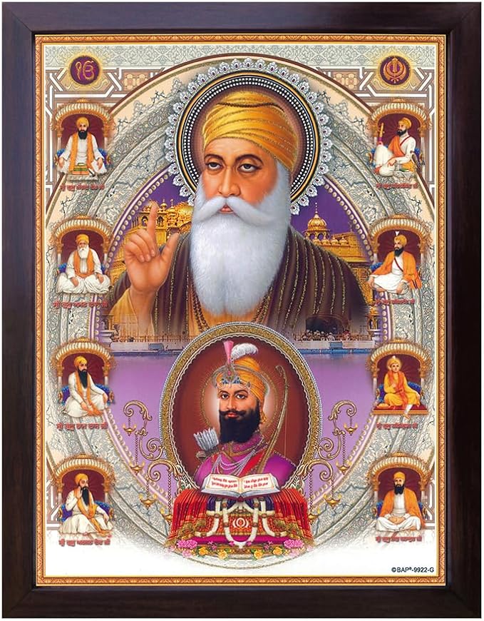 Lord Sikh Guru poster print with frame for Home Decor and Gifting Purpose (229-6)