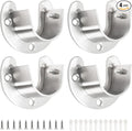 4PCS Closet Rod Bracket 1-1/3 Inch Diameter, Silver | Heavy Duty, Stainless Steel, U Shaped Rod End Supports, Round Rod Socket Flange