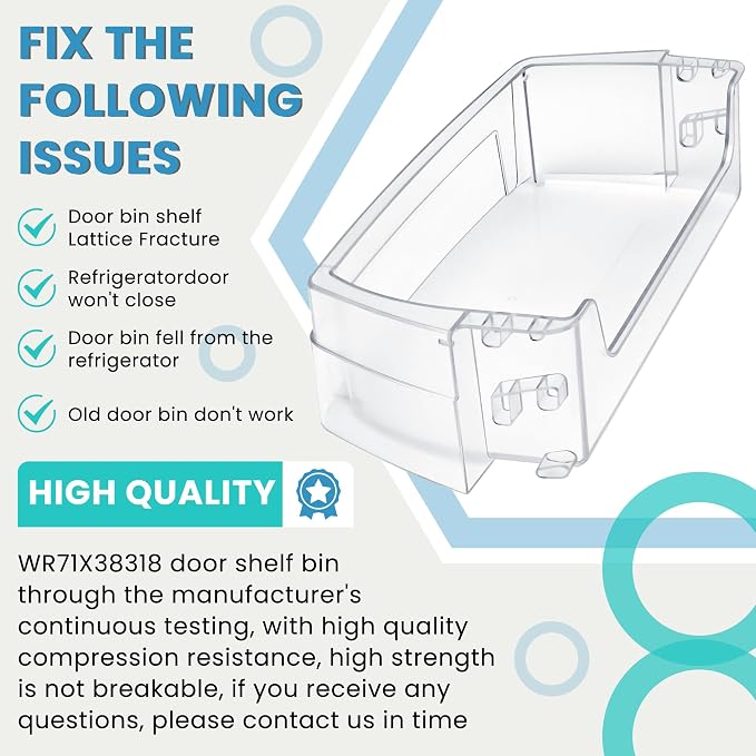 WR71X38318 Refrigerator Door Shelf Bin Compatible for G-E Refrigerator WR71X24428 4975917 AP7175677 PS16619590 EAP16619590 Parts-by MIFLUS