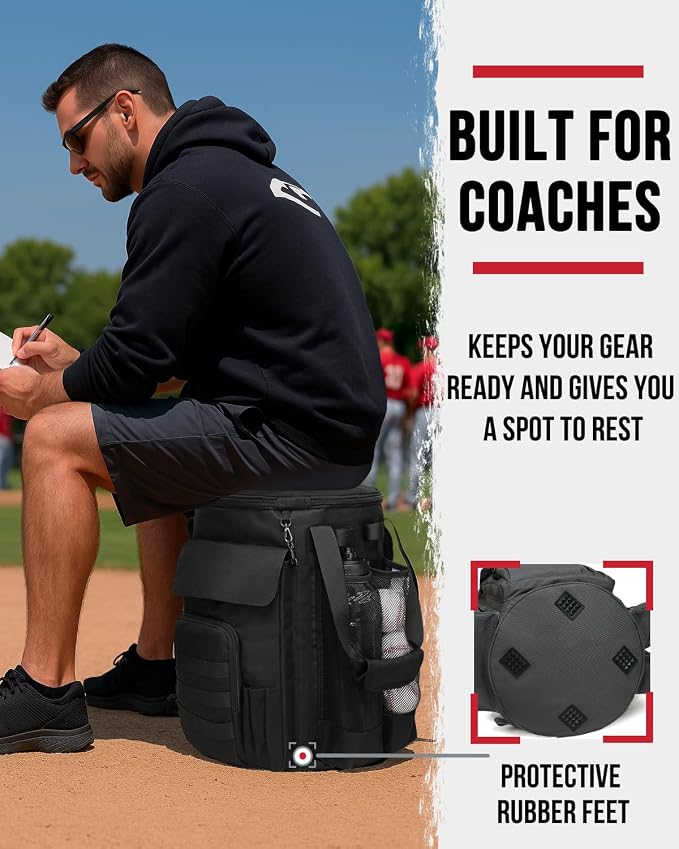 Baseball Bucket Bag, Softball Coaches Bags Fit 6 Gallon Buket, Baseball Coaching Accessories with Multiple Pockets