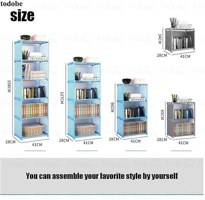 Bookshelf Tall Bookcase DIY Home Decor Bookcase Bookshelf Ladder Bookshelf Creative Modern Bookshelf Non-Woven Fabric Assembled Display Stand Bookshelf Organizer (Color : 05) (17)