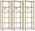 ALANNG 73.6 Inch Folding Bookshelf, 6 Tier Metal Bookcase and Bookshelves | Tall Shelves for Living Room Office Bedroom, Heavy Duty Book Shelve Free Standing Open (Gold, 3PACK)