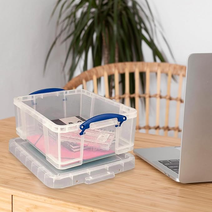 Really Useful Box 17 Liter Plastic Storage Bins with Snap Lids and Clip Lock, Clear