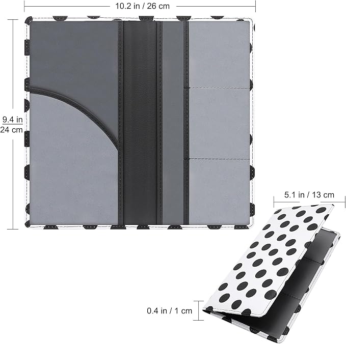 LumiMokki Premium Car Registration & Insurance Card Holder with Magnetic Shut, Vehicle Glove Box Car Organizer - For Documents, Cards, License (Polka dots)