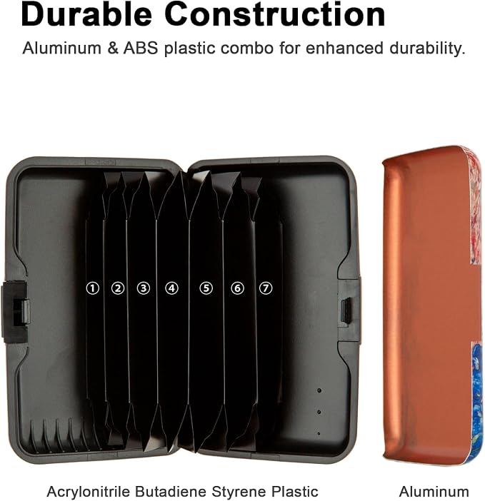 Credit Card Holder, Metal Card Wallet RFID Blocking Mini Slim Aluminum Business Hard Card Case for Women Men (Vincent van Gogh Almond Blossoms)