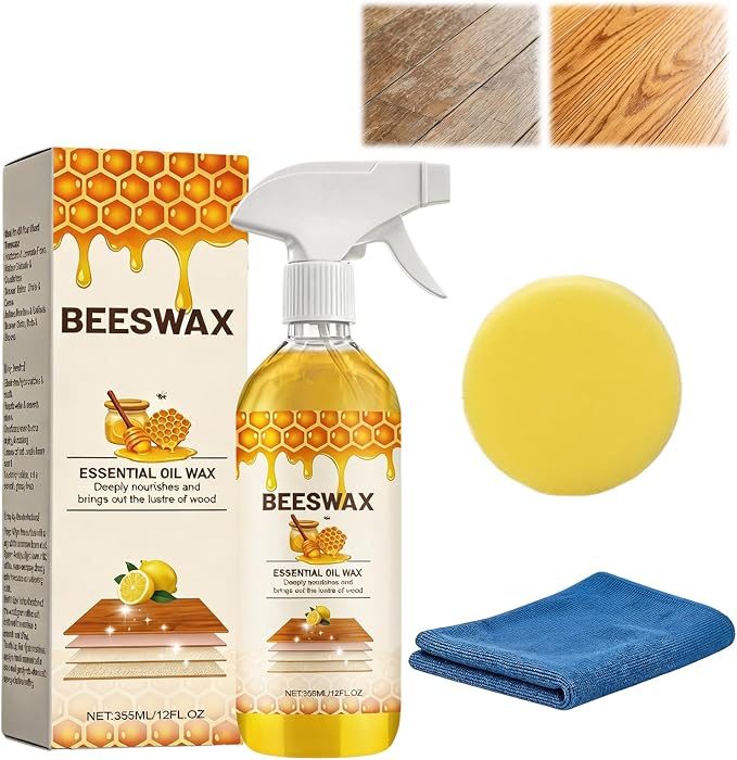 Beeswax Floor Spray,Beeswax Essential Oil Wax,2026 New Beeswaxs Wood Polish Spray,Upgrade Natural Furniture Waterproof Polish and Cleaner for Wood Multipurpose Wood Wax Restorer for Floors(335ml)