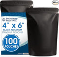 Spartan Industrial 4" X 6" Matte Black Stand-Up Pouches - 100 Count Smell-Proof Mylar Bags for Food Storage With Heat Sealable Opening and Resealable Zipper