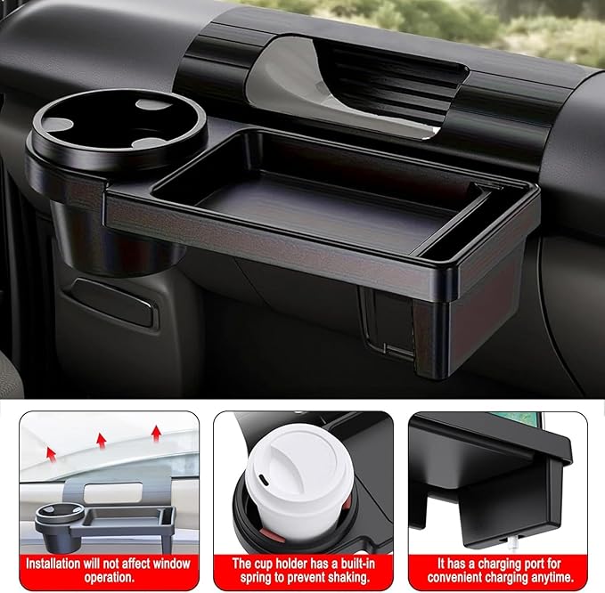 Car Window Storage Tray for Sonata SEL 2024, Truck Door Organizer Window Mounted Cup Holder Side Door Hanging Shelf Vehicle Food Drink Caddy