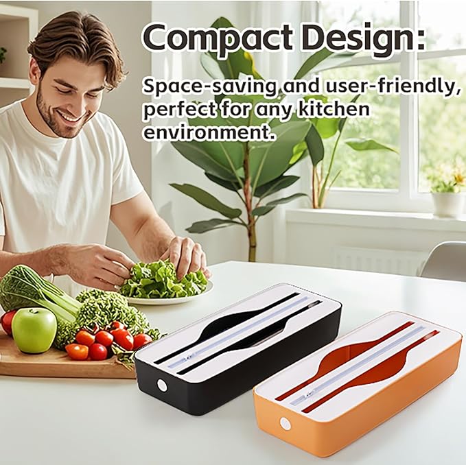 Dual-Slot Multifunctional Kitchen Cutter | For Cling Film, Aluminum Foil, and Parchment Paper Storage & Cutting | Easily Cut Two Materials at Once (Yellow(magnetic))