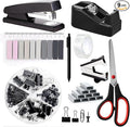 Office Supplies,Desk Accessories,Tape Holder,Stapler,Scissor,Staple Remover,Box of Binder Clips,Staples,Ballpoint Pen,Lndex Tabs,Clear Tape,Office Supplies Set(Black)