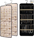LAKSMI 2 PCS Large Hanging Jewelry Organizer for Closet, Wall or Door, 48 Pockets & 21 Hooks for Earrings, Necklaces and Rings