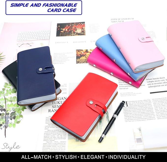 Padike RFID Credit Card Holder Business Card Organizer Business Card Holder, with 96 Card Slots Credit Card Protector for Managing Your Different Cards to Prevent Loss or Damage (Navy blue)