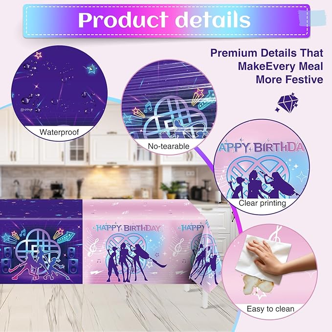 SEL Popular Birthday Party Decorations Tablecloth, Large 108" X 54" Popular Cartoon Theme Birthday Table Cover for Big Fans, Popular Party Supplies Table Cloth for Home
