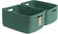 MiniArk Large Storage Baskets for Shelves, 17 x 13 x 7.5” Closet Organizers Bins for Clothes Blanket Towels, Baby Nursery, Toy Baskets Box, Woven Rope Baskets, 2 Packs Green