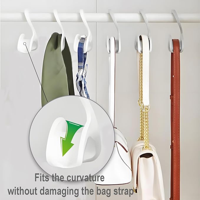 5 Pack Bag Hangers, Purse Hangers for Closet, Hooks for Organizer and Hanging Bags Handbags Belts, Multiple Units Can Be Used in Series(Cream)