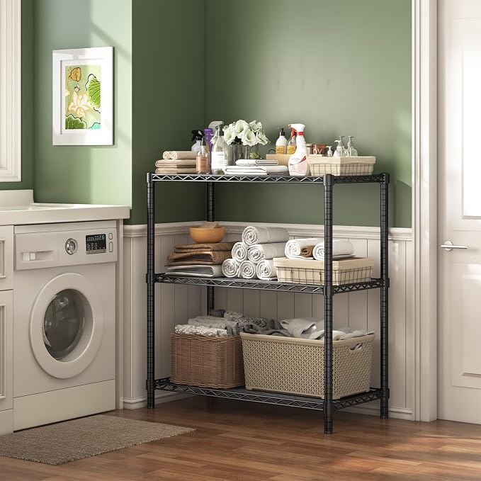ROOMTEC 3-Tier Wire Shelving Unit,40" W*16" D*36" H,Max Load 1200 lbs | Small Garage Shelves,Adjustable Storage Rack, Metal Shelf for Kitchen, Pantry, Laundry Room, Basement