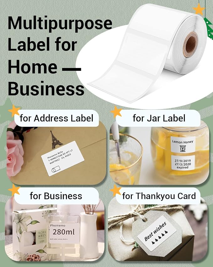 Phomemo Labels- 3 Rolls M110/M220/M221/M120/M200 Thermal Label Paper 1.97"x3.15"(50x80mm)- M110 Address Label Multipurpose Square Self-Adhesive Paper, Total of 270 PCS