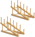 HBlife 2pcs Step Bamboo Wooden Dish Drying Rack Kitchen Plate Display Stand | Plate/Dish/Book/File/Bowl/Cup/Cutting Board/Pot Lid Organizer, For Home & Kitchen Counter, Office, Display Cabinet