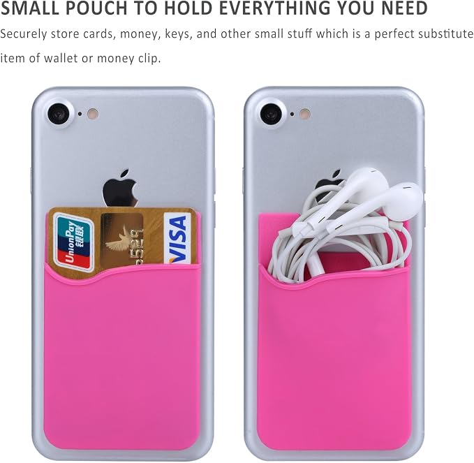Cellphone Card Holder, 3 Pack Silicone Phone Wallet Stick On, Card Holder for Back of Phone Credit Card Holder for Phone Case Compatible for iPhone, Samsung, Android and All Smartphones