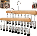 Closet Organizer with 10 Clips, 2 Pack Wooden Hanging Storage Hanger, Space Saving Multifunctional Rack for Ties, Scarves, Hats & Small Accessories
