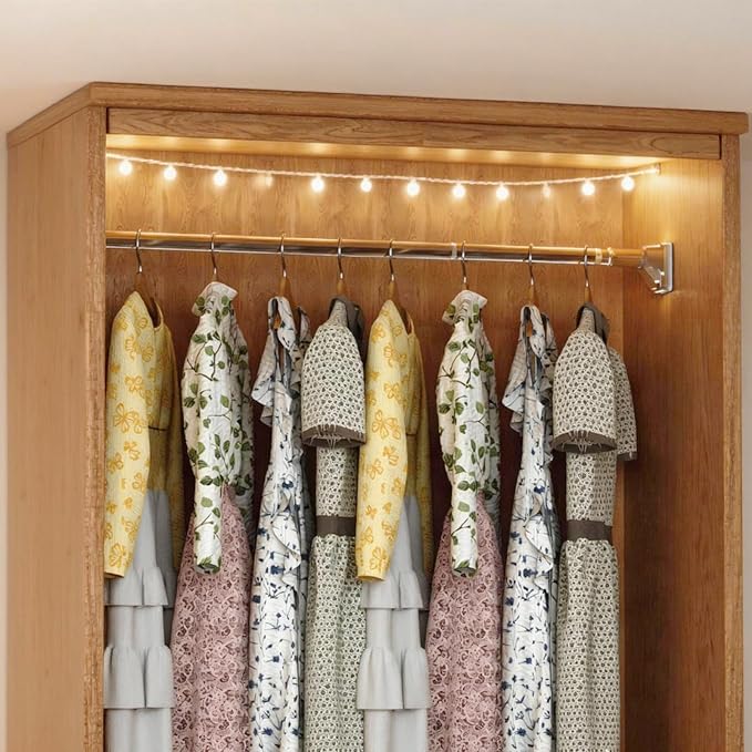 Stainless Steel Adjustable Closet Rod, No-Drill Installation, Heavy-Duty Hanging Bar for Closet, Wardrobe & RV (30-48 inch)