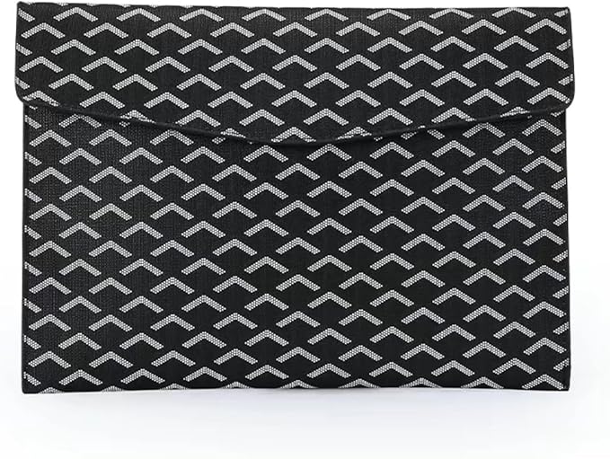 Designer A4 Padfolio Document Organizer Sleeve – Fits A4 Paper, MacBook, iPad & Tablets – Magnetic Closure, Slim & Scratch-Resistant – Ideal for Office, School, Students & Professionals (Black)