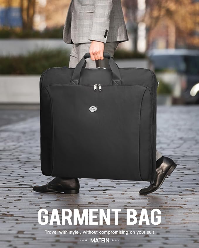 MATEIN Garment Bags for Travel, Large Double Layer Suit Bag Up to 6 Suits | Foldable Carry On Garment Luggage, Convertible Business Suitcase, For Hanging Clothes, For Men Women, Shoulder Strap, Black