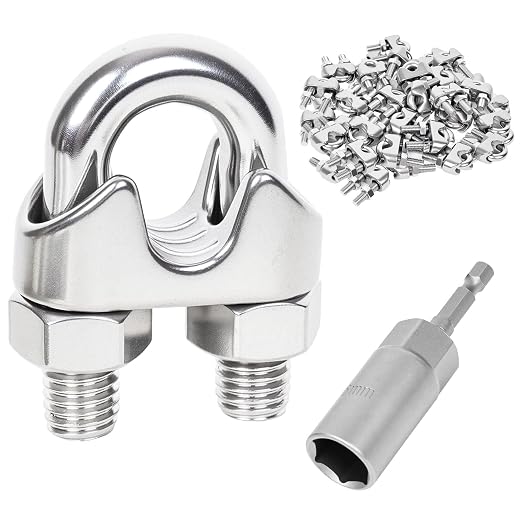 24 Pcs 1/2 inch Wire Rope Clips,Wire Rope Clamp,Cable Clamp | 304 Stainless Steel Smooth Rods for Industry, Metal Working Hobbies and DIY Craft
