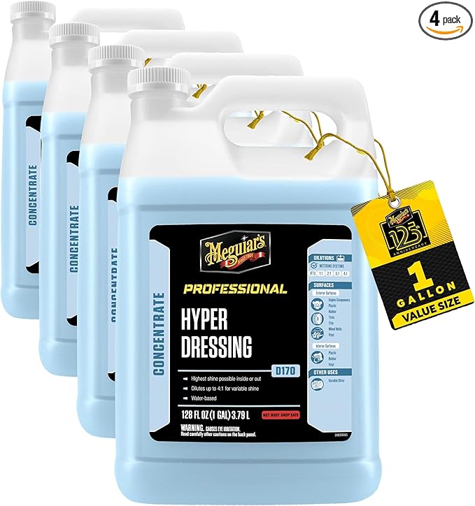 Meguiar's D17001 Hyper Dressing - 1 Gallon – Give Your Car’s Trim Pieces the Best Shine & Gloss (Pack of 4)