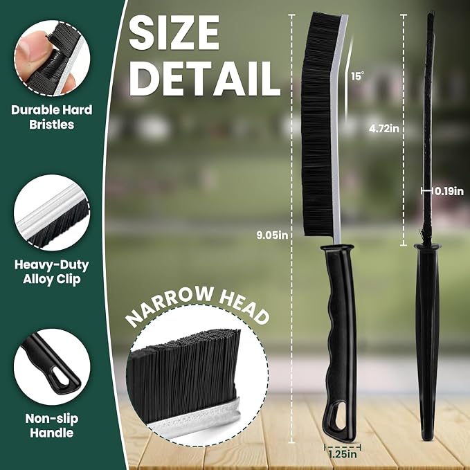 Crevice Cleaning Brush Set – 3Pcs Hard Bristle Cleaning Tools (2 Black & 1 White) for Grout, Tile Floors, Gaps & Narrow Spaces – Small Grout Scrub Brush for Bathroom, Shower, Window Tracks, Kitchen