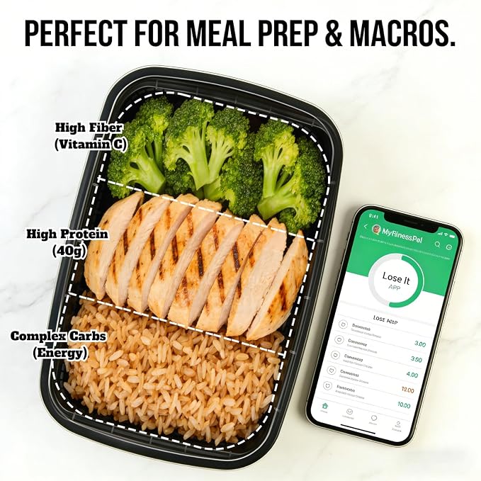 KUMD 20 Pack(40 Pieces) 32 oz Meal Prep Containers with Lids, Leakproof Food Storage Containers for Adult Office Lunch, Gym, Fitness & Bulk Food Prep, Microwave & Freezer Safe Reusable Plastic Tubs