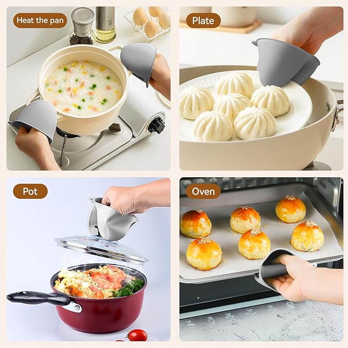 Silicone Anti-Scald Clip Oven Mitt Set,Heat Resistant Hot Bowl Dish Plate Gripper Clips Tongs Clamp Holder, Silicone Anti Slip Clip for Kitchen,Cooking,Baking,BBQ