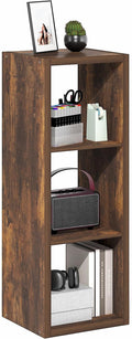 Furinno Cubicle Book Shelf, 3-Cube Bookshelf, Extra Thick Frame Horizontally & Vertically Reversible Bookcase with Open Back, 14.6" x 16" x 44", for Living Room, Bedroom, Home Office, Amber Pine