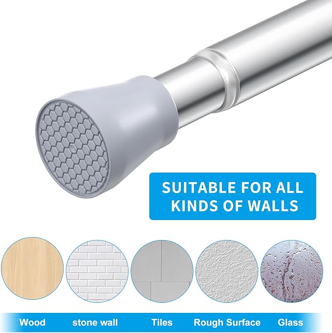 AIZESI 2PCS Tension Rods for Windows 28 to 48 Inch Spring Tension Curtain Rod 7/8 Inch Adjustable Curtain Rods Small Tension Rod No Drill Spring Tension Rod for Window or Shower, Silver