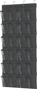 Simple Houseware 24 Pockets Large Clear Pockets Over The Door Hanging Shoe Organizer, Dark Gray (56" x 22.5")