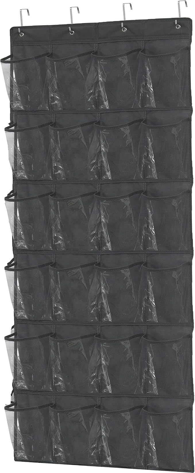 Simple Houseware 24 Pockets Large Clear Pockets Over The Door Hanging Shoe Organizer, Dark Gray (56" x 22.5")