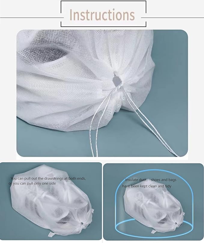 30 eco-friendly travel shoe bag storage bags, non-woven breathable dust-proof bag with rope, suitable for storing shoes and bags, isolate dust and keep shoes and bags clean and tidy. (15.7inX19.68in)