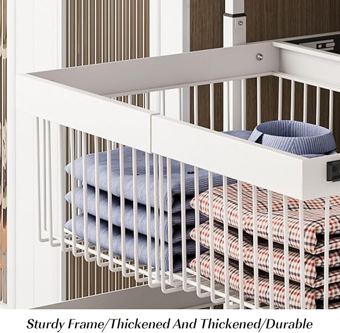1-3 Tier Expandable Cabinet Pull Out Basket,Stackable Shelf Baskets Organizer,Carbon Steel Stackable Storage Bins,for Office Bathroom Bedroom(3 tier)