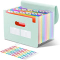 ThinkTex Accordion File Organizer, 12 - Pocket Expanding File Folders for Paper Receipts, Bills & Taxes Organizer, Letter/A4 Size Document Holder for School, Office, Home with tabs-Sage Green