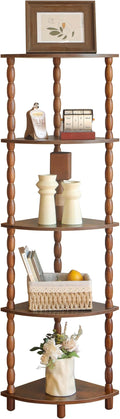 MaxSmeo Corner Shelf, 5-Tier Corner Bookshelf for Small Spaces, Stylish Corner Storage Display Shelves for Bedroom, Bathroom, Kitchen, Living Room (Rustic Brown)