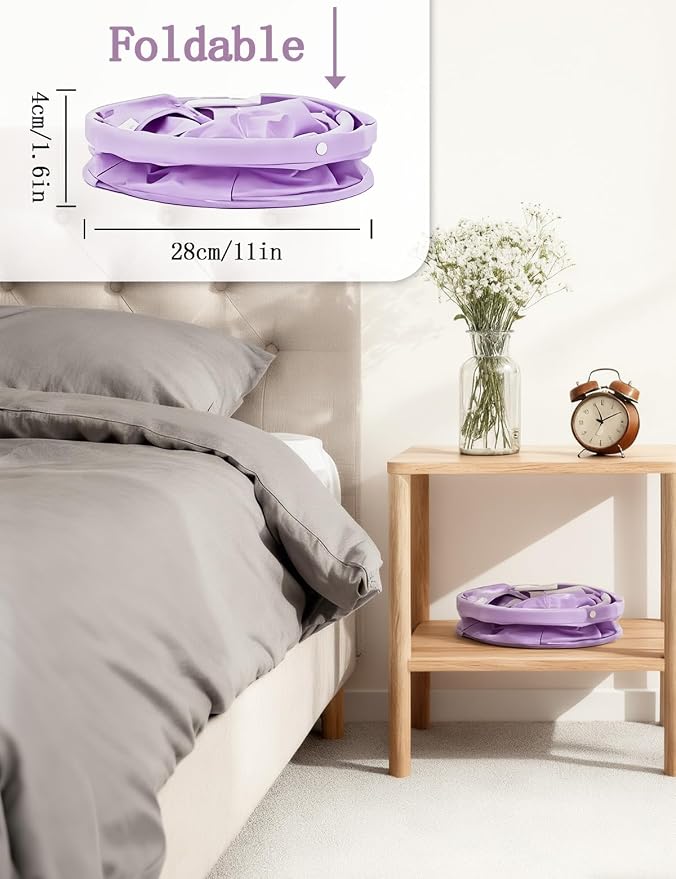 Cleaning Caddy with Handle, Cleaning Products Organiser, Foldable Storage Basket, Large Supply Organiser 17L with 6 Pockets, Portable Cleaning Caddy for Home & Garden (Purple)