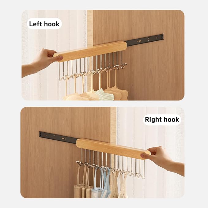 2 pack 12 inch valet rods for closets, extendable and pull-out wardrobe pole for belt hangers,tie hangers,bra organizer, extender hanging rod with metal hooks, closet valet rod slide out