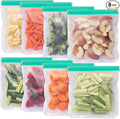 8 Pack Reusable Gallon Freezer Bags Dishwasher Safe, BPA Free Reusable 1 Gallon Bags Silicone, Leakproof Storage Bags for Marinate Meats, Cereal, Vegetables, Home Organization(Green) | 11"W × 10"H