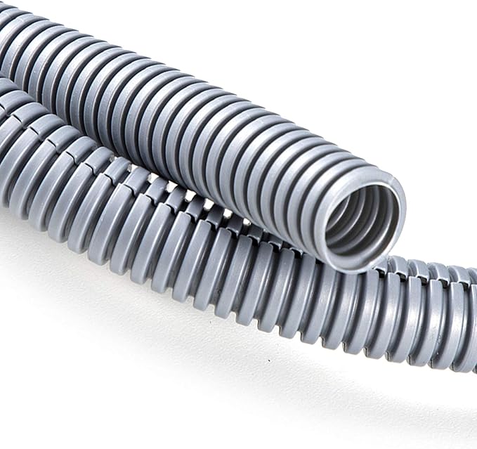 ZhiYo 20FT 1/4” Wire Loom Split Tubing Auto Wire Conduit Flexible Cover | High Temperature Heat Resistant -40F to 257F | Plastic Cover for Electrical Wires & Cables, Grey