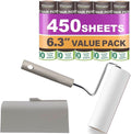 Extra Sticky Large Surface Lint Roller,6.3'' Giant Lint Roller for Pet Hair,5 Rolls 450 Sheets,Long Handle Lint Remover,Easily Remove Carpets, Clothes, Couch and Curtains Dust