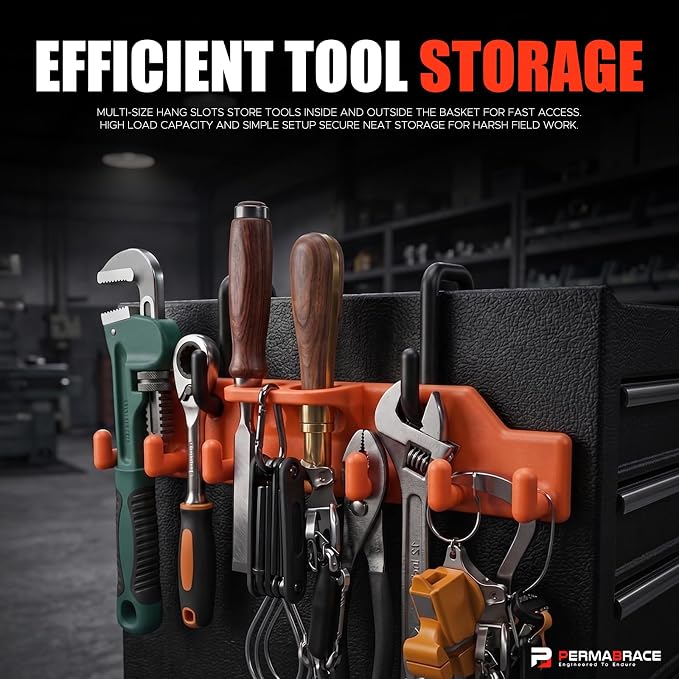 Lineman Bucket Truck Tool Board Hook Organizer,4 Mount Hooks (2×3" & 2×2") | For Aerial Basket Work,4 Multi-Size Mount Hooks (2×3" & 2×2"), Heavy Duty Weatherproof Polypropylene Tool Storage Rack