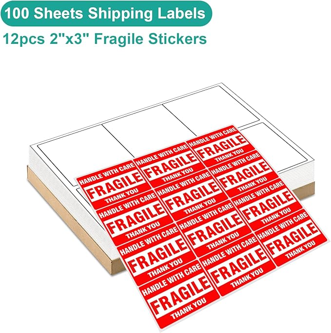 MFLABEL 3-1/3" x 4" FBA Shipping Labels - 6-UP on 8.5x11 Sheet, 100 Sheets (600 Labels) | Easy to Peel & Pop-Out Design for Laser & Inkjet Printers | Address Labels for Amazon FBA, UPS, FedEx