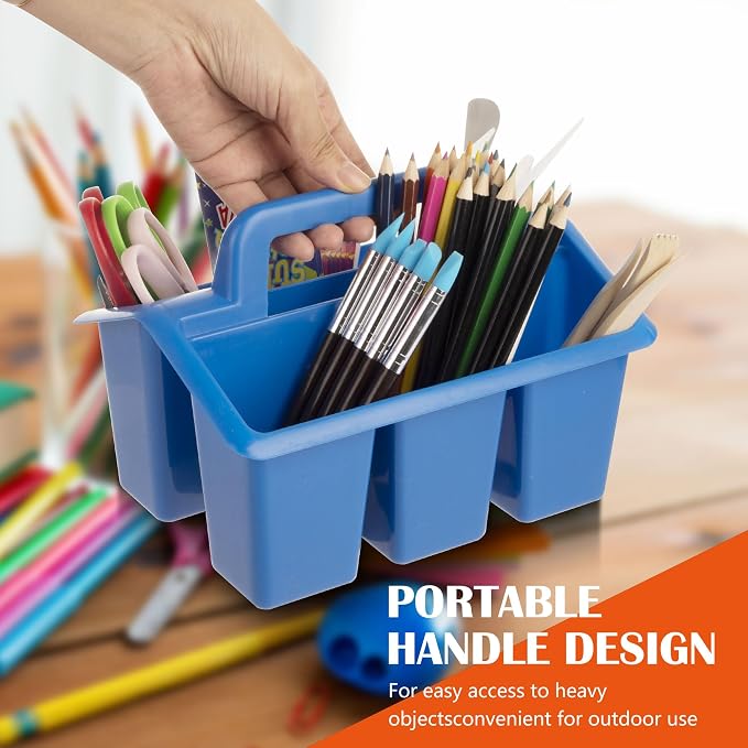 WRVCSS 6Pack Classroom caddy, assorted color for Classrooms, Kids Room, and Office Organization,9"(L) x6.7(W) x6.5(H),4 compartments
