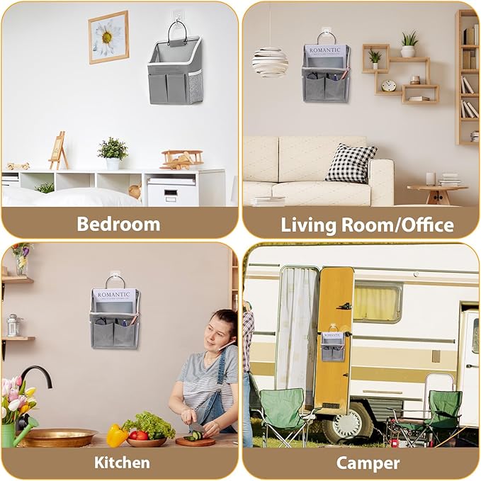 Wall Hanging Storage Bag, Hanging Storage Basket for Organizing, Wall Organizer with Pockets for Bathroom, Bedroom, Dormitory, RV