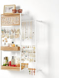 Pinzoveco Hanging Jewelry Organizer Wall Mounted, Large Hanging Jewelry Organizer Holder for Necklaces,Bracelest,Earrings,Rings,Watched,Makeup & Perfume (White)